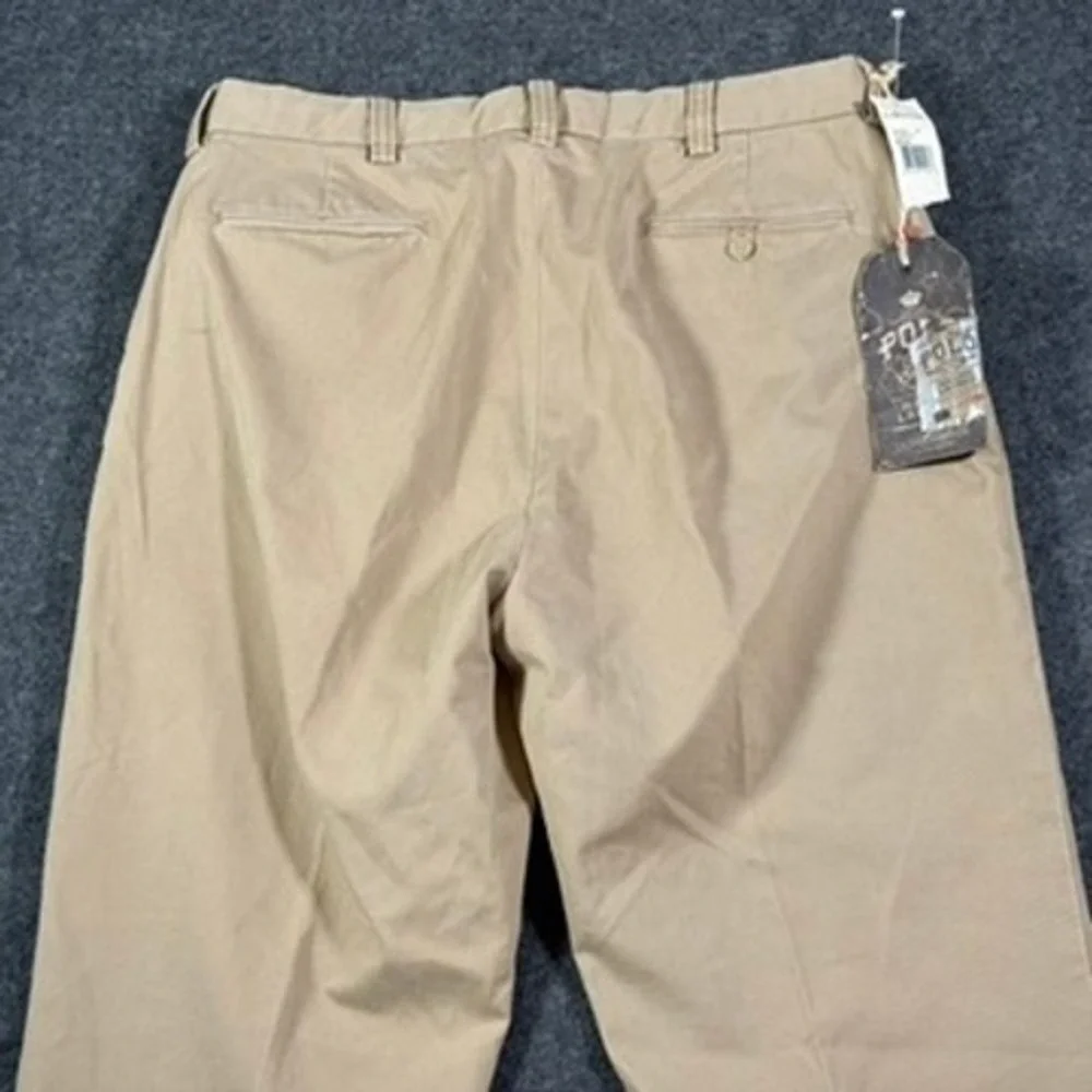 VTG Y2K Polo Ralph Lauren Straight Chino Pants Mens 36x32 Tan Cotton Khaki NWT